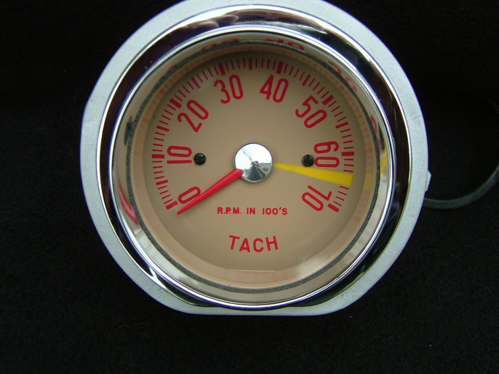 Custom Tach - beige - red letter